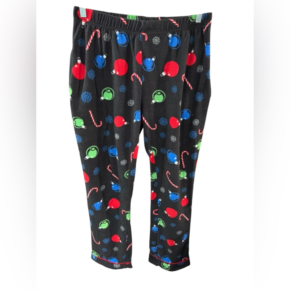 Women's Black Pajama‎ Pants with Festive Ornaments